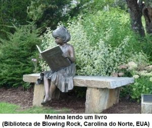 Menina lendo um livro - Biblioteca de Blowing Rock, Carolina do Norte, EUA