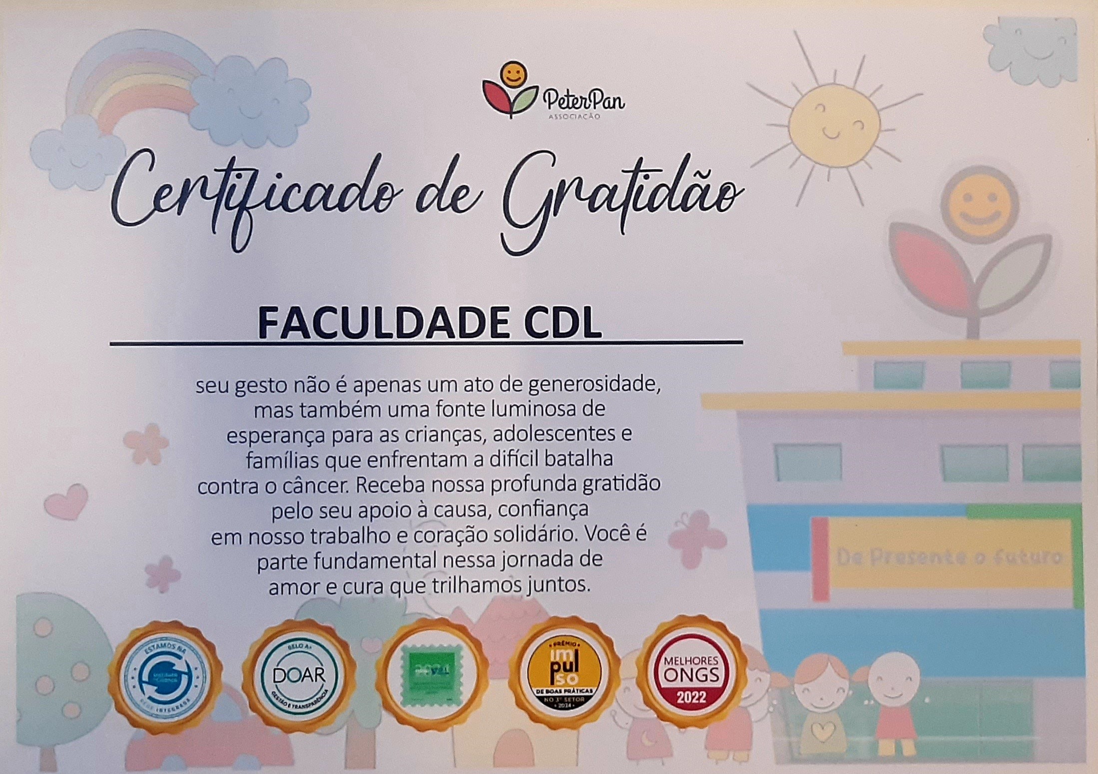 Certificado Peter Pan